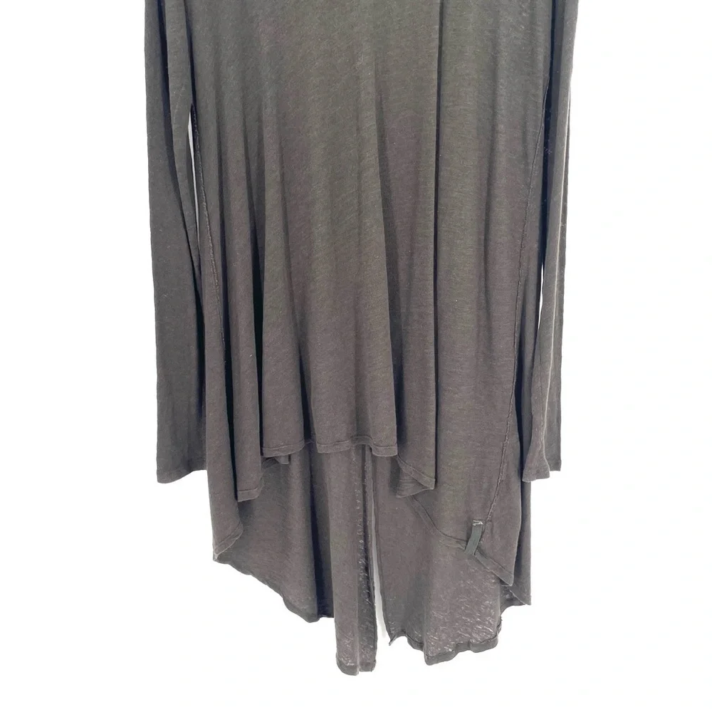WE THE FREE PEOPLE Olive Green Split Back Long Sleeve Tunic High Low Trapeze Top